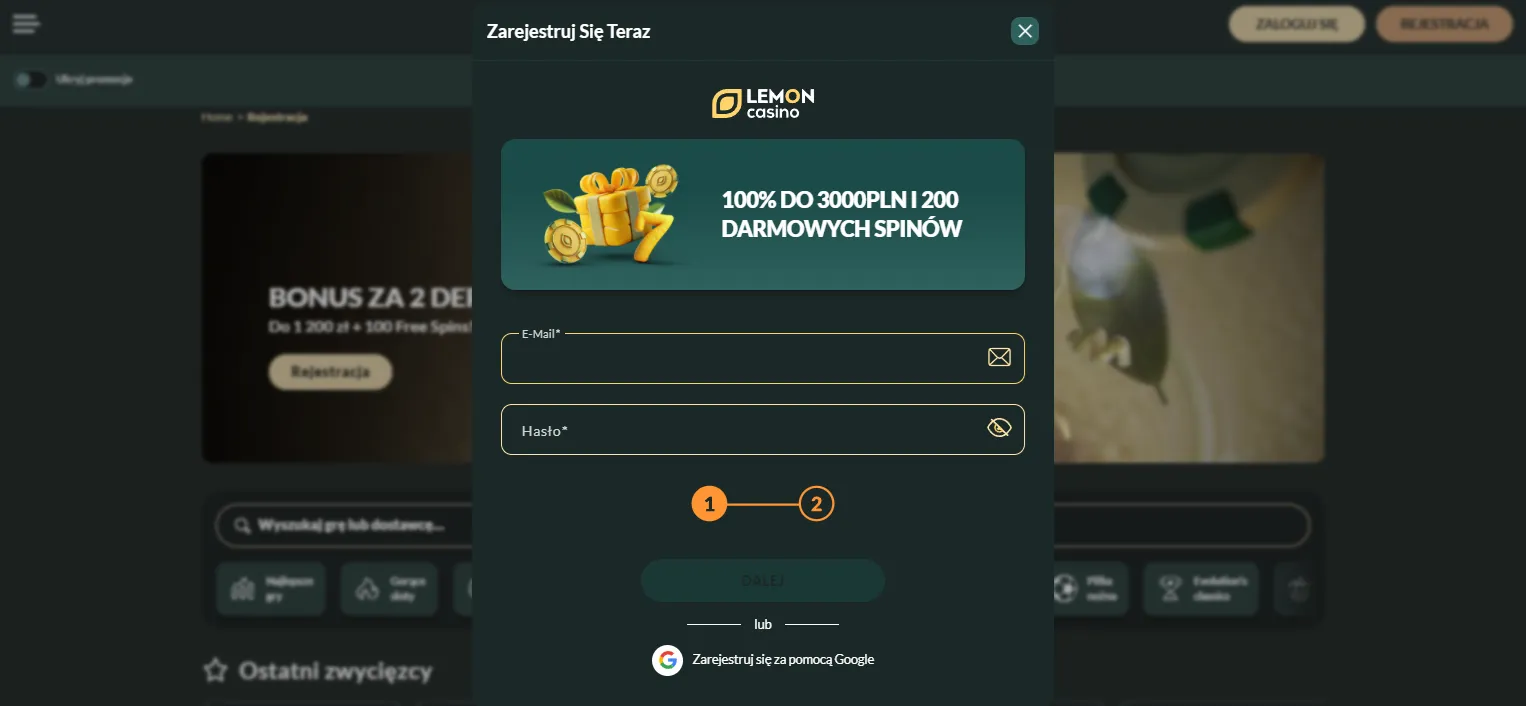 Rejestracja konta i pierwsze kroki: Lemon Casino zaloguj PL logowanie